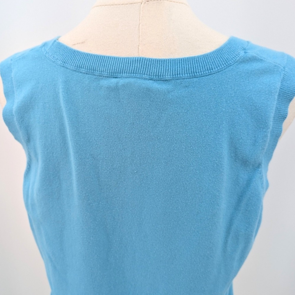 Talbots Pima Cotton Sweater Vest Blue light Academia Preppy Classic Women XL - Picture 6 of 8